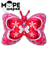 Шар бабочка красно розовая