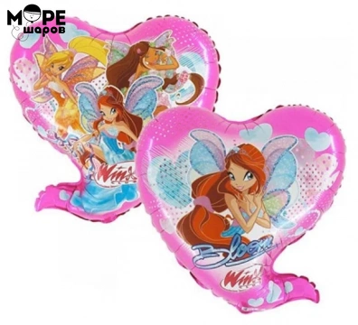 Фольгированное сердце феи Winx 61 см двустороннее