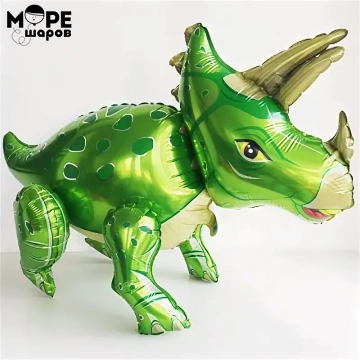 Шар 3D (36''/91 см) Фигура, Динозавр Трицератопс, Зеленый, 1 шт. 