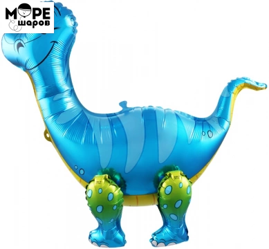 Шар 3D (25''/64 см) Фигура, Динозавр Брахиозавр, Синий